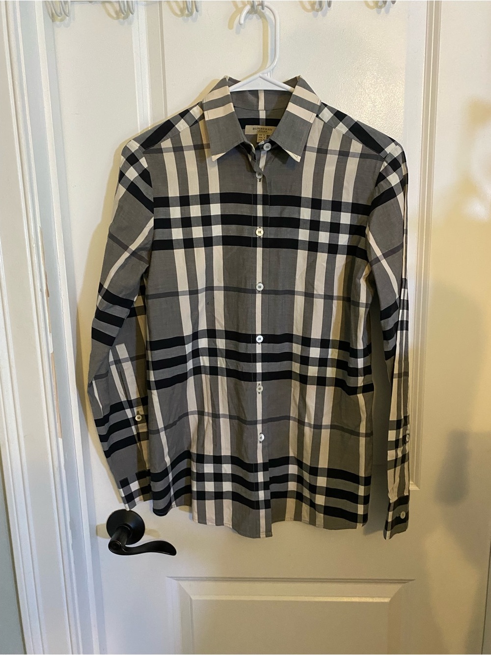 Burberry Black and Gray Classic Check Button-Down Shirt Flaw